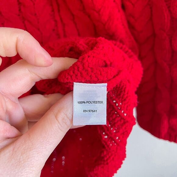 J. Jill Red Cable Knit Sweater Size XS - Picture 3 of 7